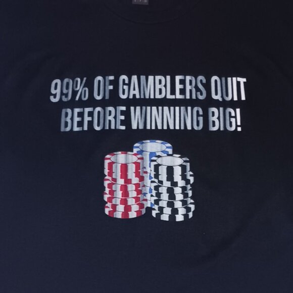 Gambler Funny T Shirt Mens Size Small Short Sleeve Black Casino Mens S - Picture 5 of 6